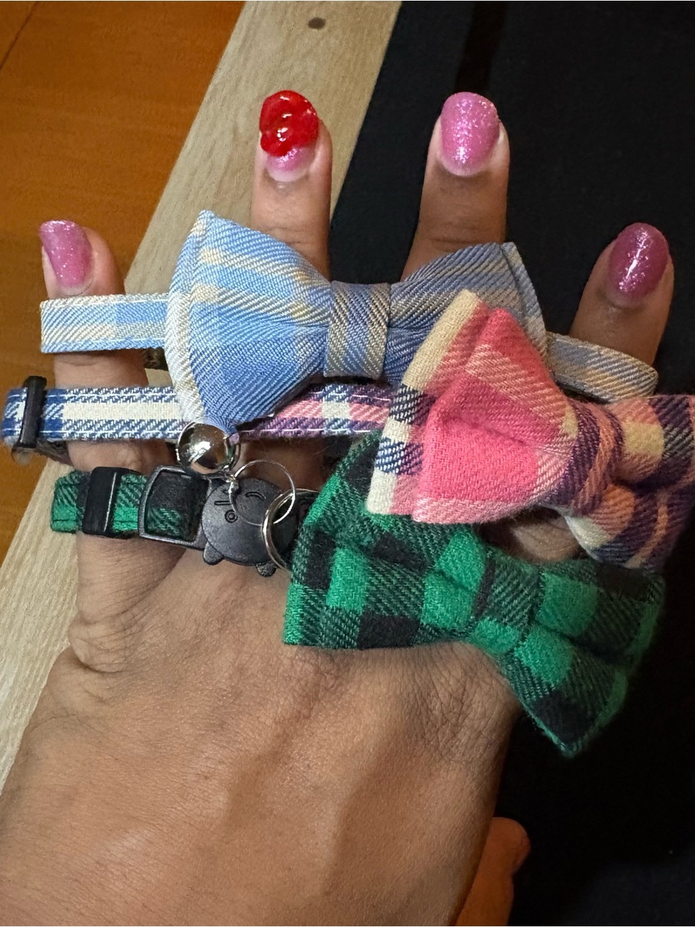 Pet Bow Tie Collar Set for Cats in Blue, Pink & Green - Unbranded